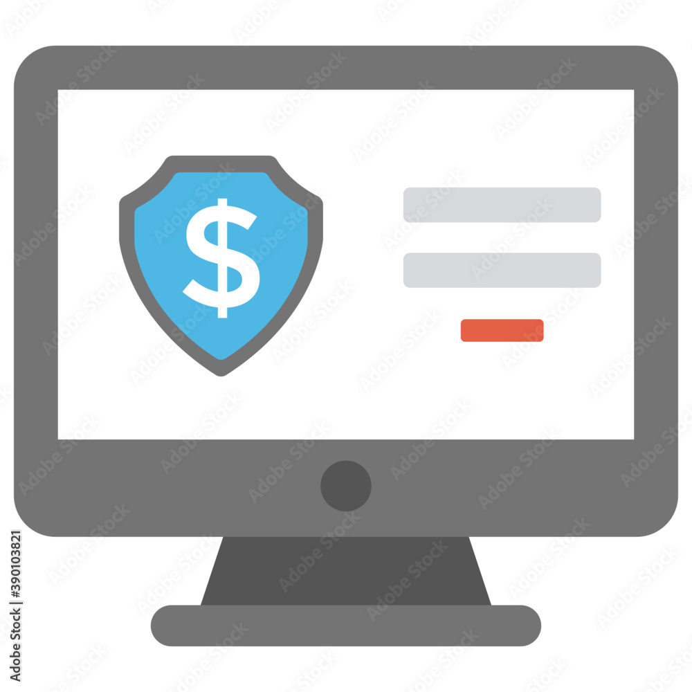 A shield with dollar on monitor screen, online banking website
A shield with dollar on monitor screen, online banking website