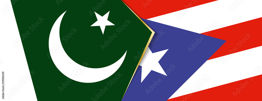Pakistan and Puerto Rico flags, two vector flags. Pakistan and Puerto Rico flags, two vector flags.