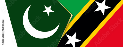 Pakistan and Saint Kitts and Nevis flags, two vector flags.