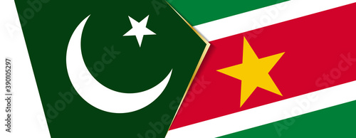 Pakistan and Suriname flags, two vector flags.