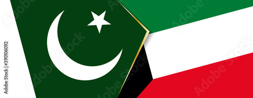 Pakistan and Kuwait flags, two vector flags.