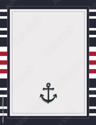 Nautical card template blank with ship anchor