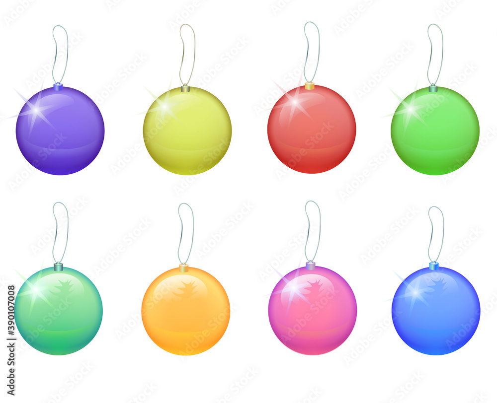 Vector Christmas tree transparent balls