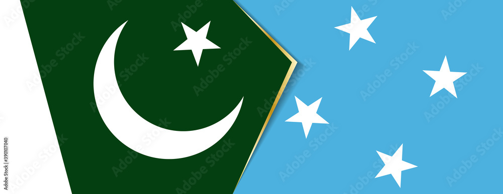 Pakistan and Micronesia flags, two vector flags. Pakistan and Micronesia flags, two vector flags.