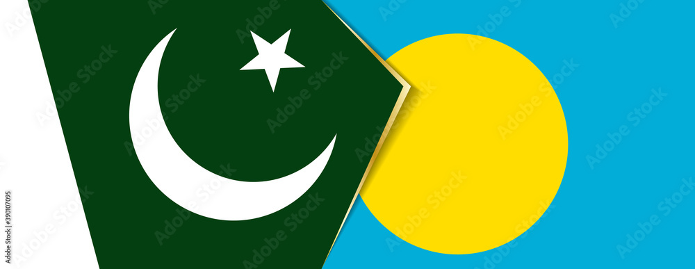 Pakistan and Palau flags, two vector flags. Pakistan and Palau flags, two vector flags.