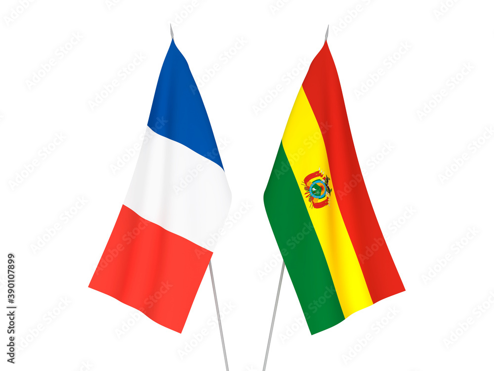 France and Bolivia flags France and Bolivia flags