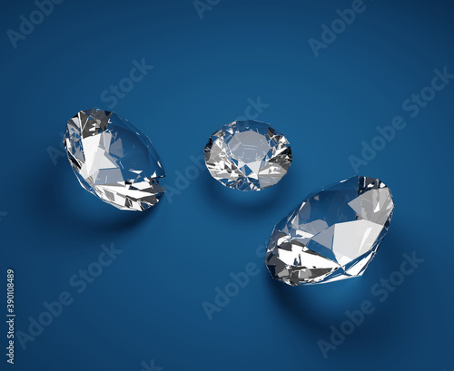 3 Diamond with matt blue background