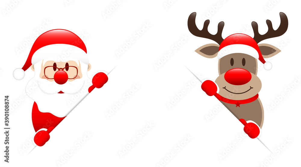 Weihnachtsmann Und Rentier Ecken Außen Stock Vector | Adobe Stock