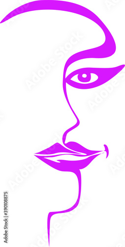 Pink lines girl face graphic logo design 