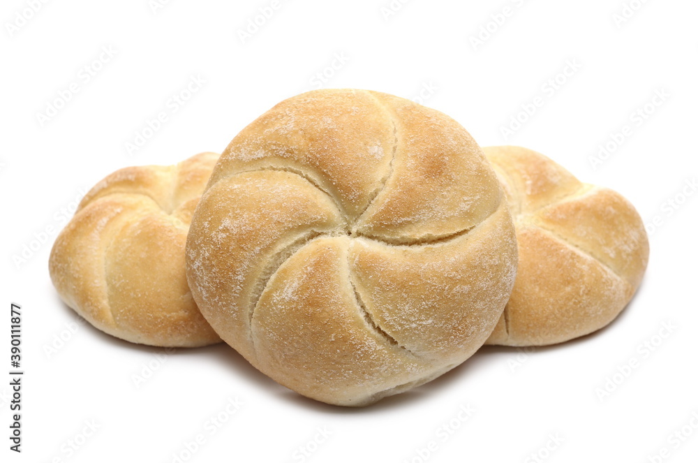 Kaiser rolls bread isolated on white background