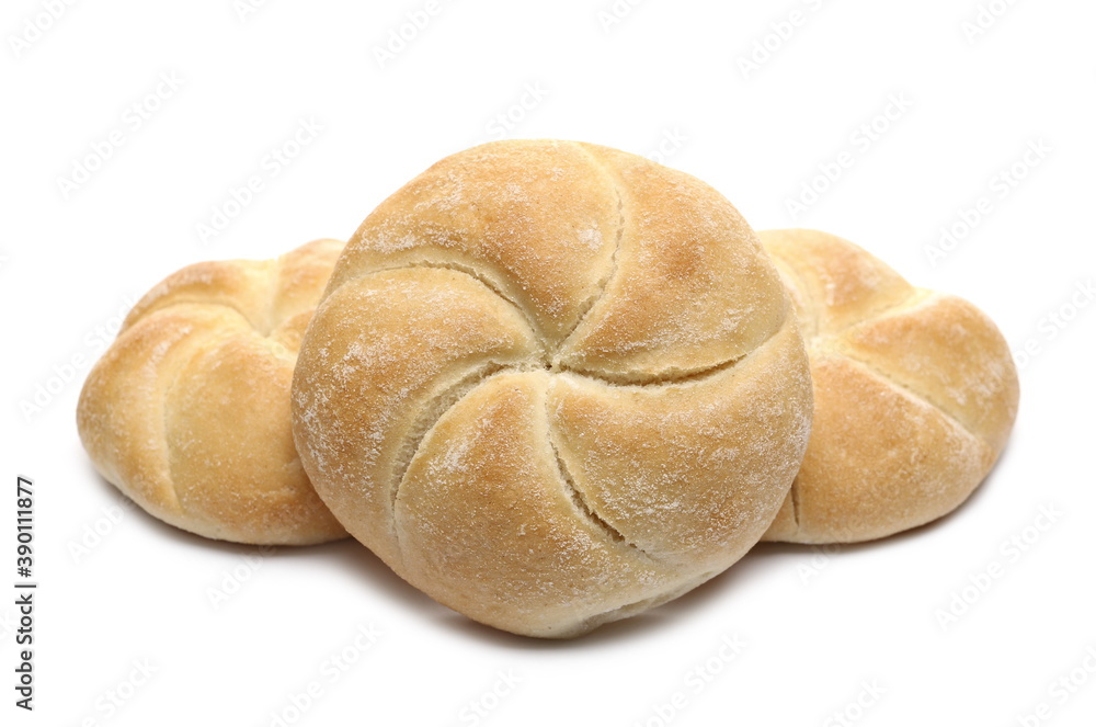Kaiser rolls bread isolated on white background Kaiser rolls bread isolated on white background