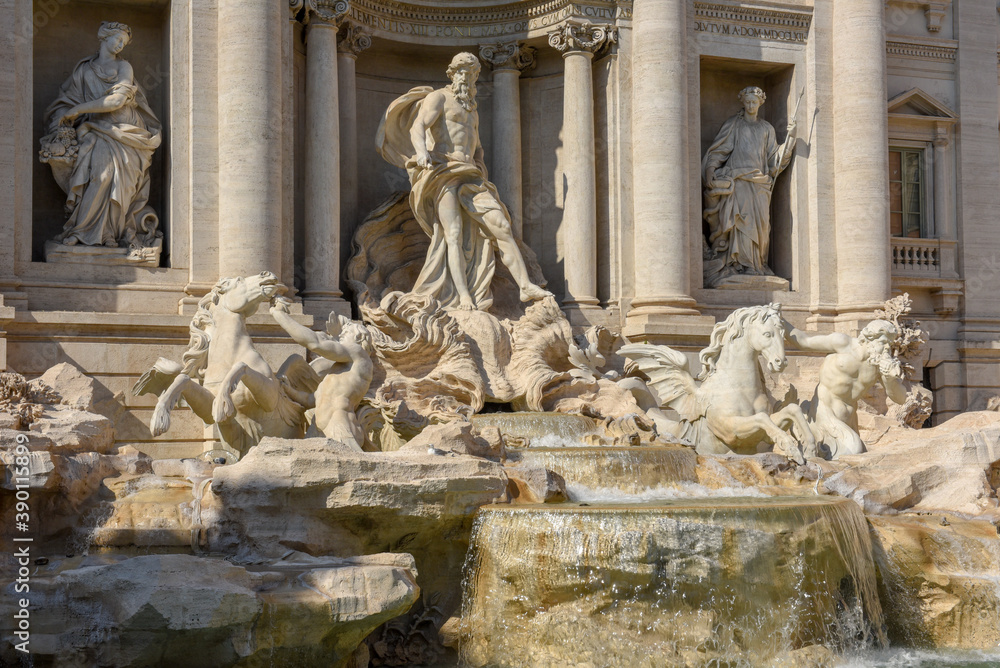 The famous fountain of Trevi at Rome in Italy