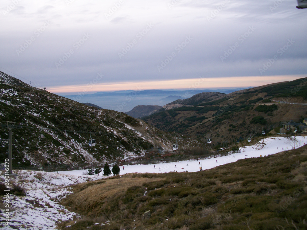 The Sierra Nevada ski slopes in Granada. Andalusia. Spain