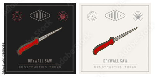 Drywall saw vintage logo poster illustration