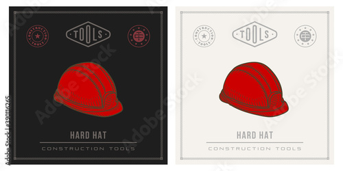 Hard hat red retro vintage illustration