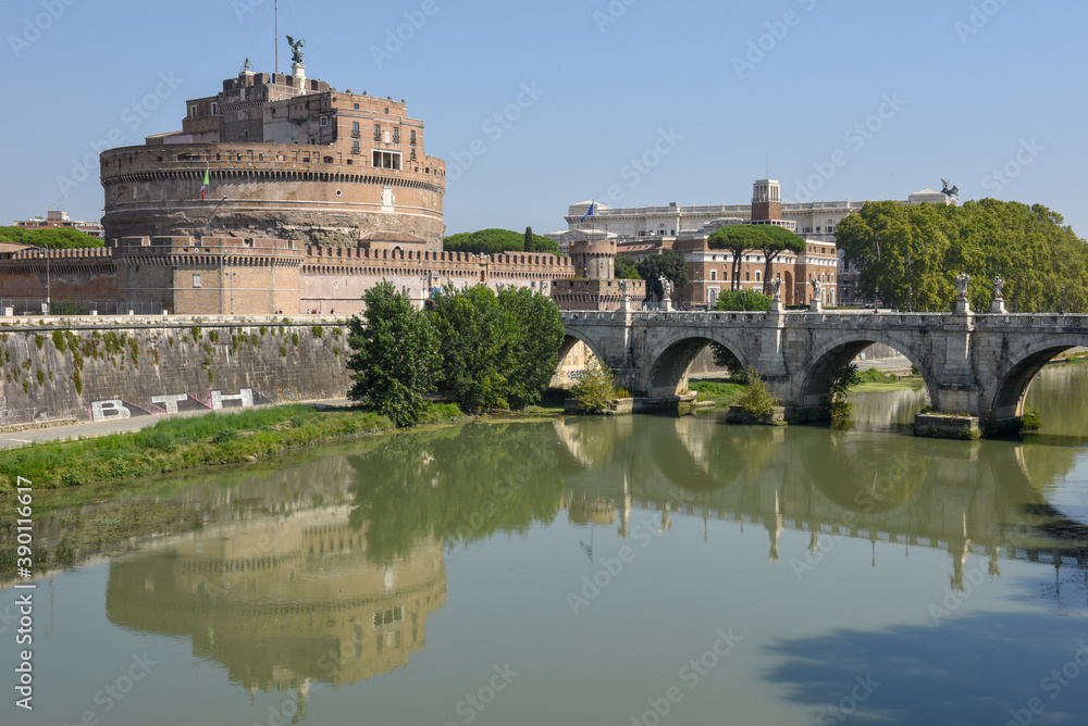 View at castle saint Angelo on Rome in Italy