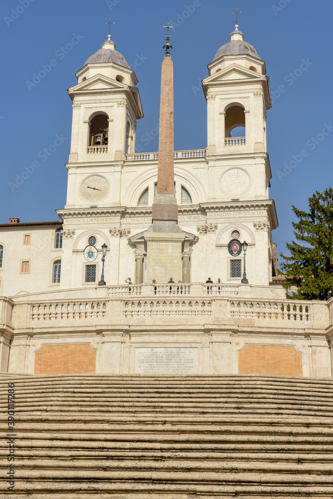 Church of Trinita dei Monti on Spagna square at Rome in Italy