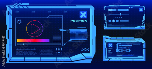 Modern futuristic video player. New media player. Digital template. Audio-video player. Screen of the video player. Vector illustration