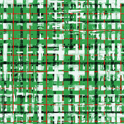 Plaid check patten watercolor vector seamless fabric texture print.