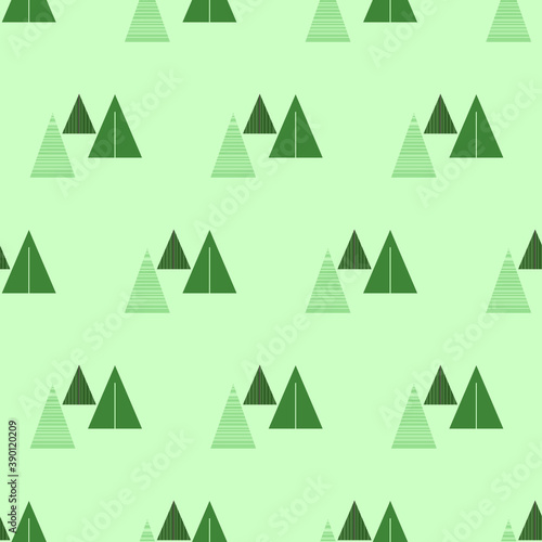 Christmas Trees .Green Triangles. Gentle Background. Geometric Pattern. Festive Ornament Seamless Vector Illustration