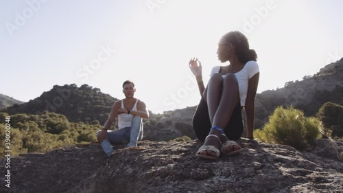 Young Tourist Couple Relaxing In El Chorro Countryside