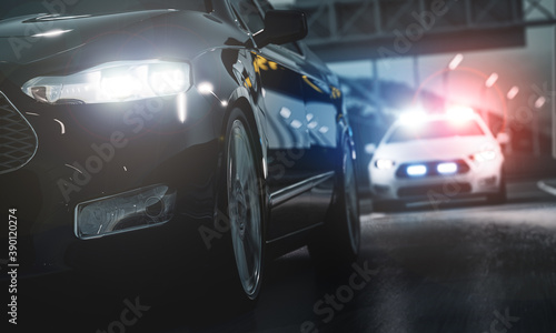 The police are chasing the criminal on the highway, car pursuit