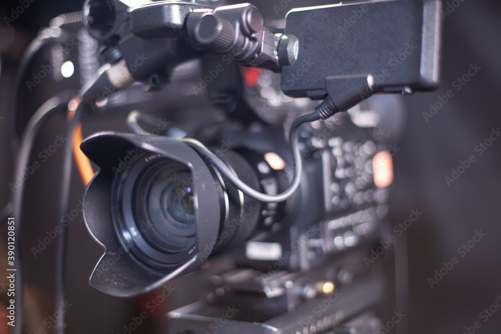Fototapeta premium TV cameras in an empty pavilion closeup. tv camera in the studio of the culinary program.