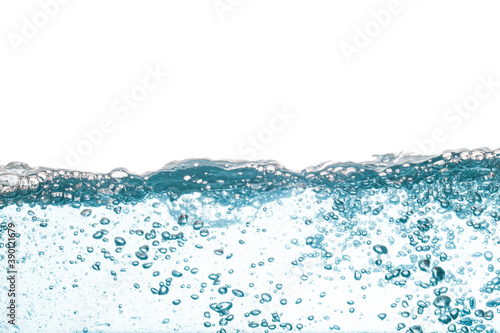 Background of Water wave isolated on white background with air bubble.