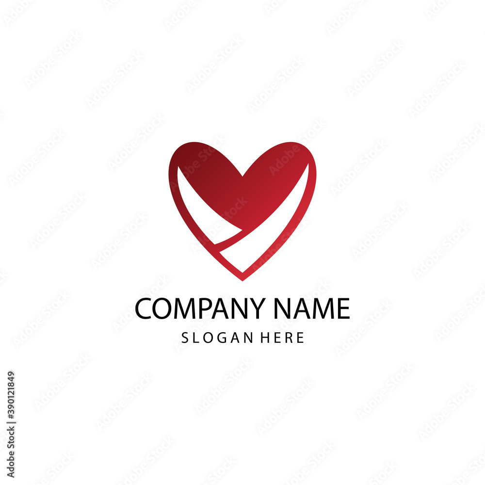 letter v logo illustration heart color design vector template