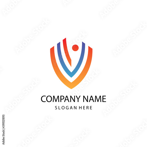 Free Download letter v logo shield color design illustration vector template - GFXLoad