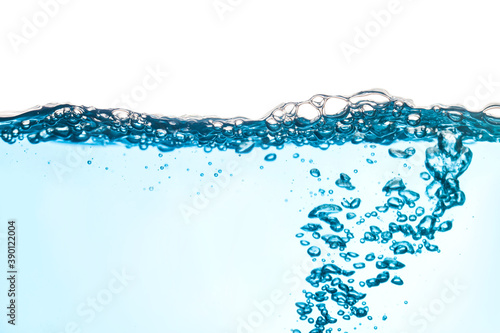 Background of Water wave isolated on white background with air bubble.