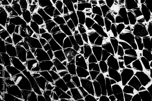Texture broken glass on black background