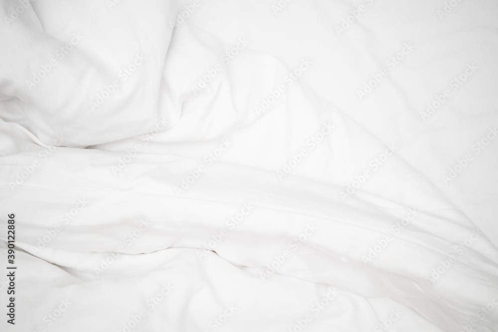Linel wrinkled bed. White wrinkles bedding sheets