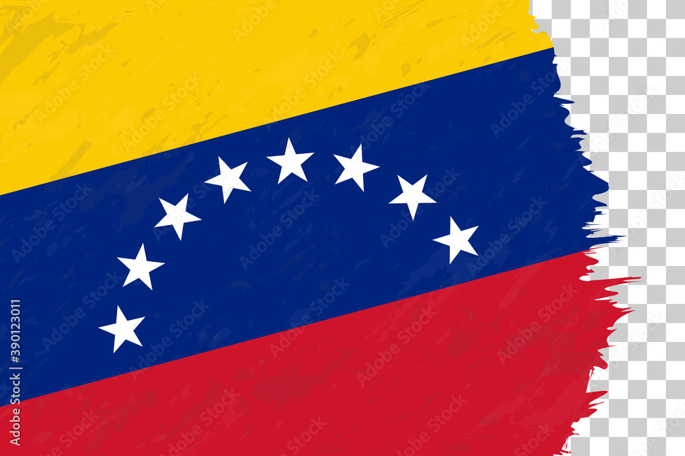 Horizontal Abstract Grunge Brushed Flag of Venezuela on Transparent Grid. Horizontal Abstract Grunge Brushed Flag of Venezuela on Transparent Grid.