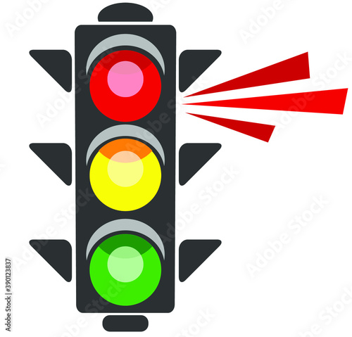 Traffic light, vector illustration on white blackground. Corona traffic light with are red signal 