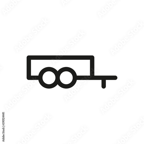 Car trailer isolated icon, cargo trailer outline vector icon with editable stroke