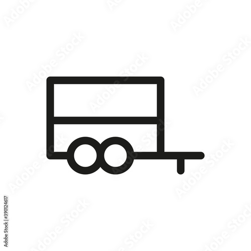 Box trailer with canvas cover isolated icon, trailer canopies outline vector icon with editable stroke