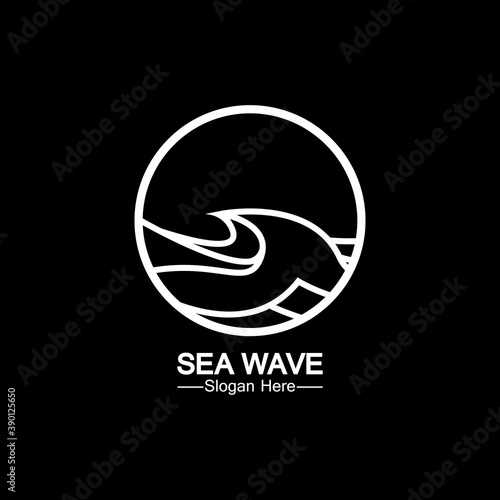 sea ocean wave line logo simple monoline style vector icon symbol illustration