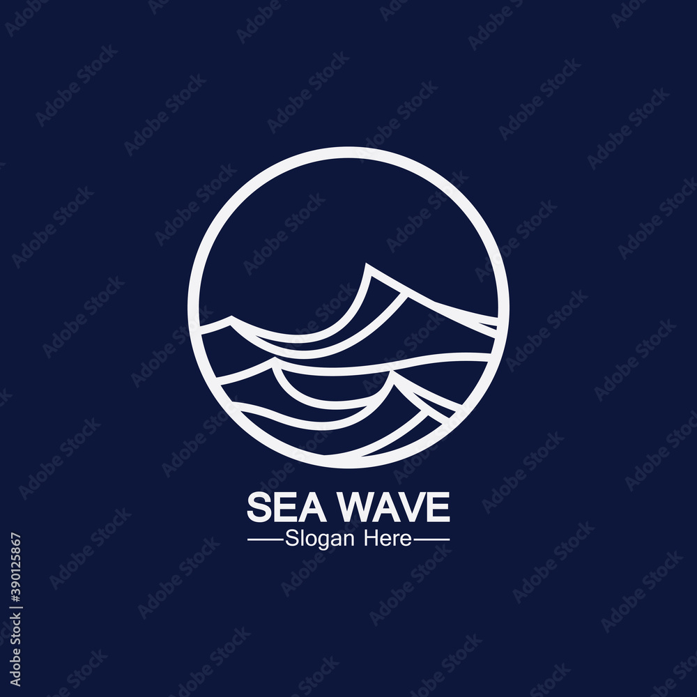 sea ocean wave line logo simple monoline style vector icon symbol illustration sea ocean wave line logo simple monoline style vector icon symbol illustration