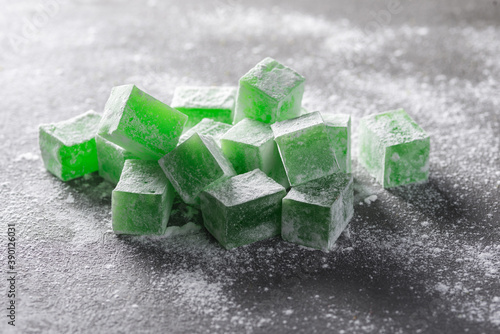 Turkish delight, Turkish sweets, candy in gray background
