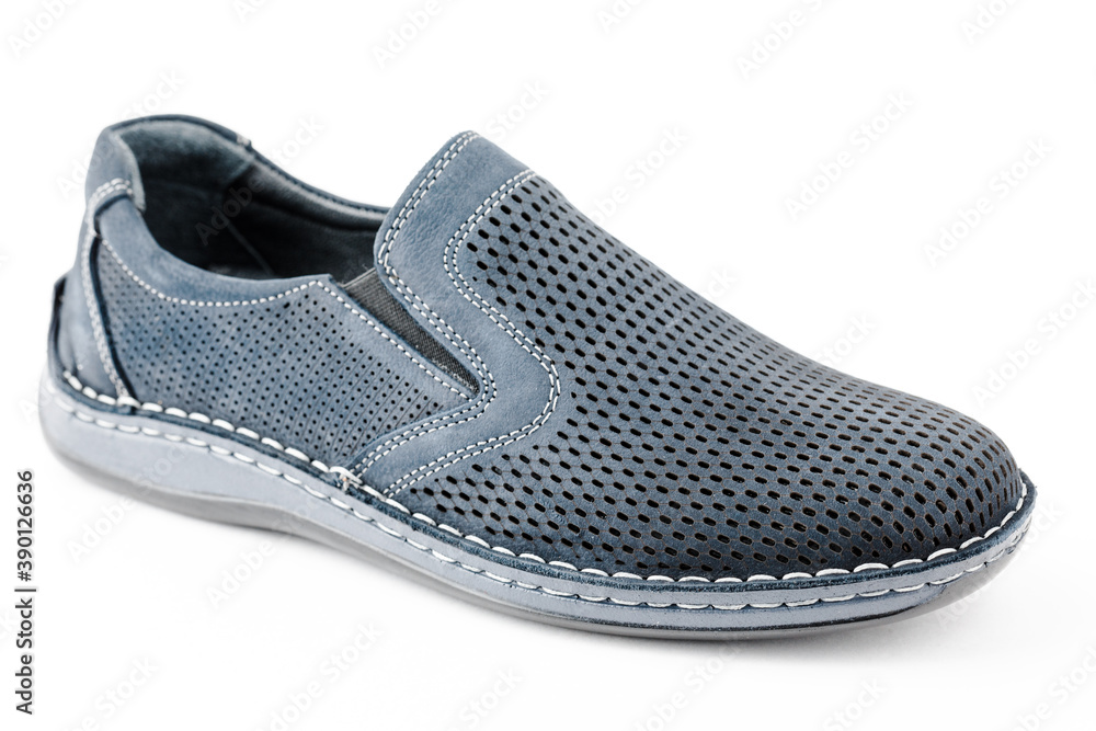 Men's blue shoes on a white isolated background Men's blue shoes on a white isolated background
