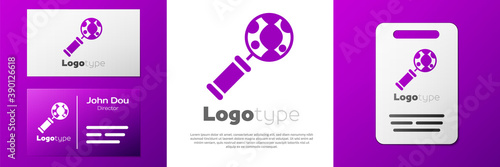 Logotype DNA research, search icon isolated on white background. Magnifying glass and dna chain. Genetic engineering, cloning, paternity testing. Logo design template element. Vector.