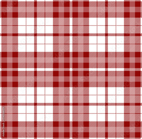 Red and white tartan plaid. Textile pattern design for pillows, shirts, dresses, tablecloth etc.
