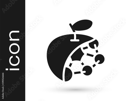 Black Biological structure icon isolated on white background. Genetically modified organism and food. Vector.