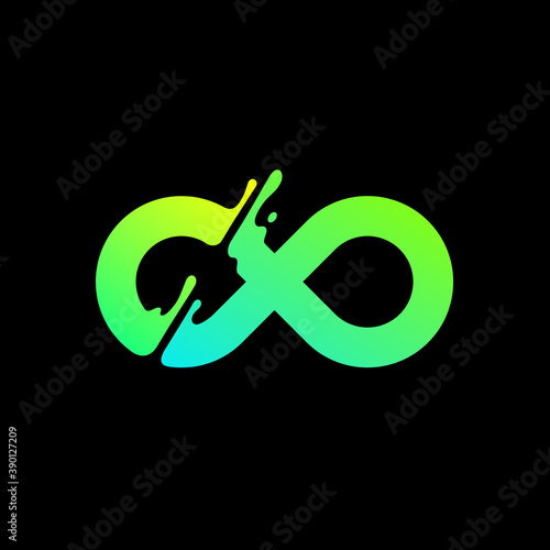 Vector illustration, abstract liquid shape of an infinity symbol, logo design