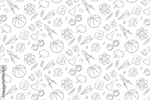 Seamless pattern on the theme of school sciences