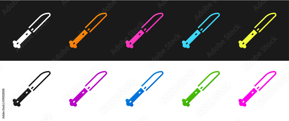 Set Knife icon isolated on black and white background. Cutlery symbol. Vector. Set Knife icon isolated on black and white background. Cutlery symbol. Vector.