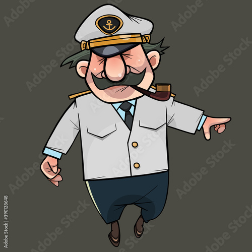 cartoon man in sea captain uniform with a pipe in his mouth