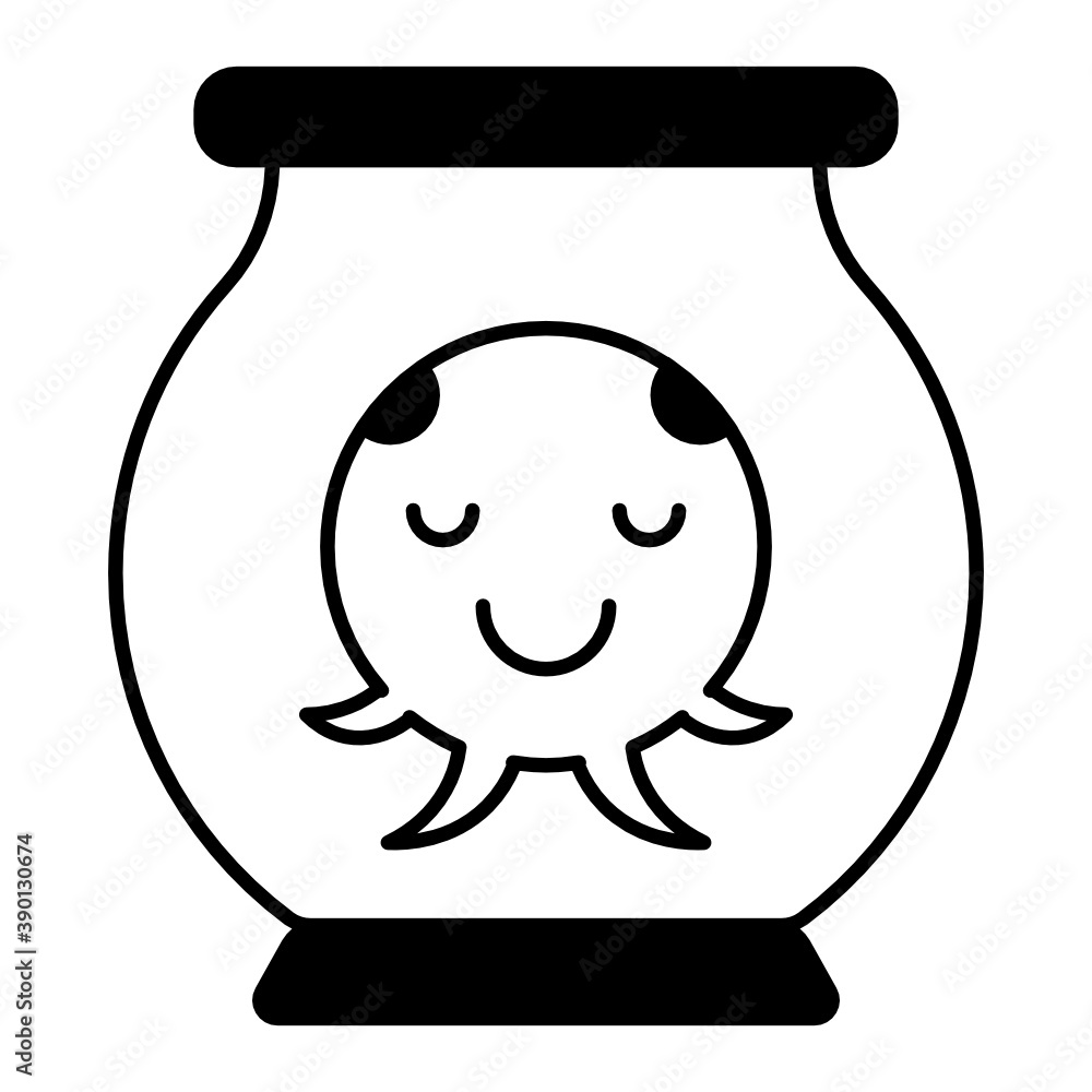 Octopus Bowl Aquatic Pet Concept Vector Icon Design, Animal Rescue and Shelter Symbol on White Background, Interior Decoration Sea Animal Container Octopus Bowl Aquatic Pet Concept Vector Icon Design, Animal Rescue and Shelter Symbol on White Background, Interior Decoration Sea Animal Container
