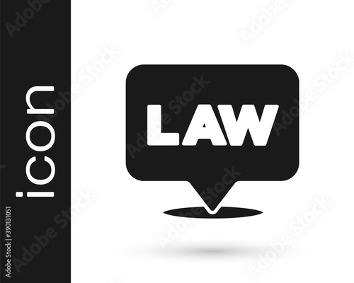 Black Location law icon isolated on white background. Vector. photo